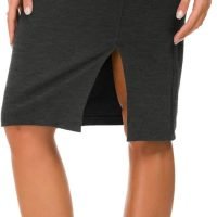 Women's Knee Length Stretch Pencil Skirt High Waisted Bodycon Midi Straight Skirt