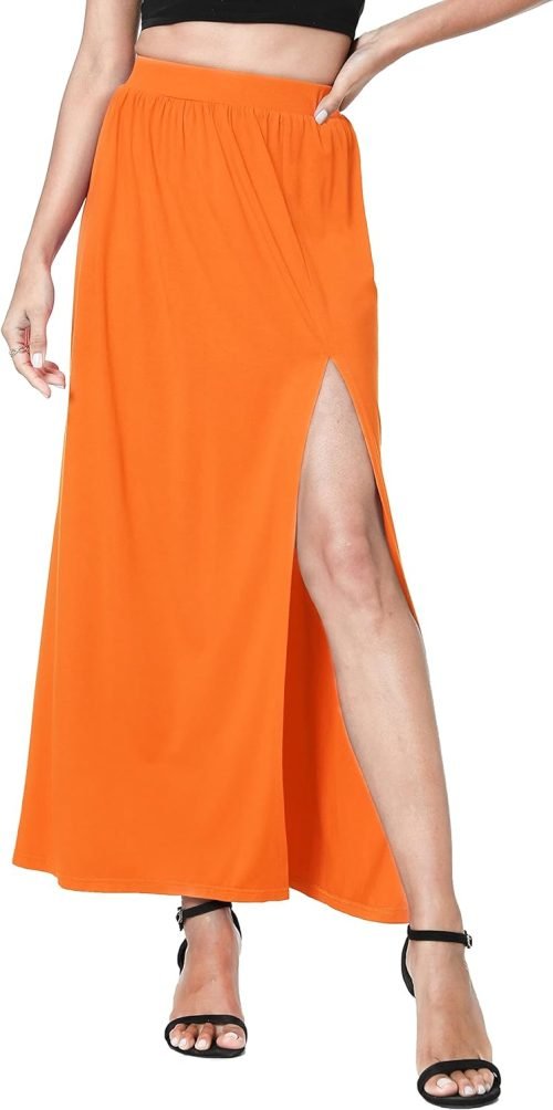 Women's Elastic High Waist Maxi Skirt Split Maxi Beach Skirt