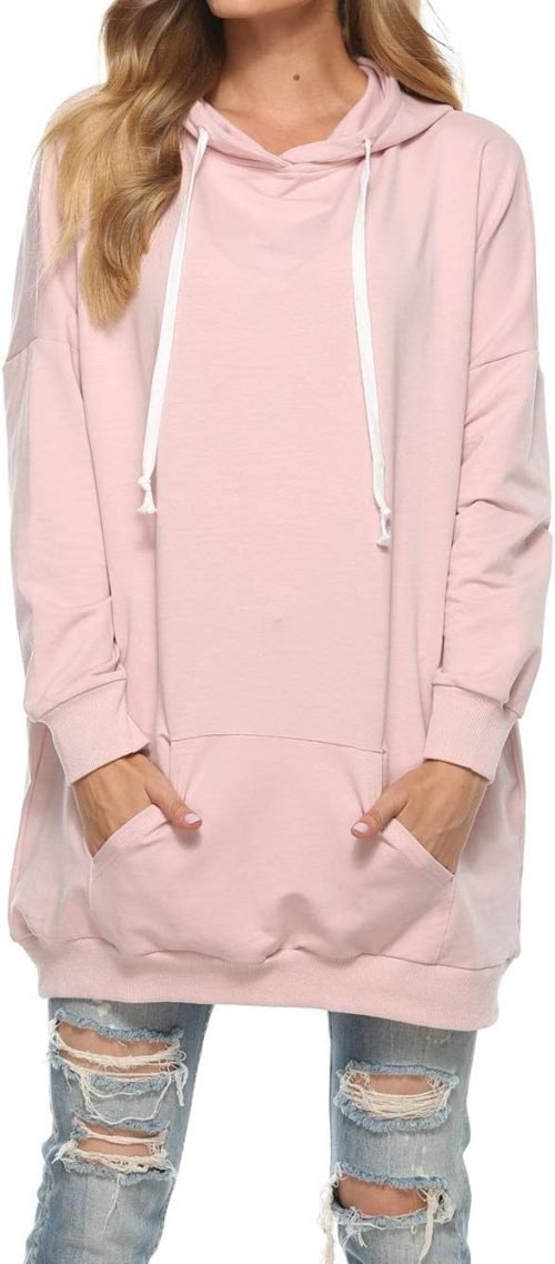 Womens Oversized Hoodie Extra Long Hooded Tunic Sweatshirt with Pockets