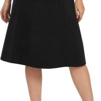 Women's A-Line Elastic High Waist Flare Work Midi Knee Length Stretchy Skirt