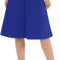 Women's A-Line Elastic High Waist Flare Work Midi Knee Length Stretchy Skirt