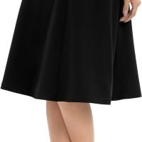 Women's A-Line Elastic High Waist Flare Work Midi Knee Length Stretchy Skirt