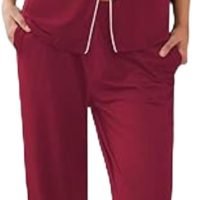 Women Pajamas Set Button Down Sleepwear Short Sleeve Nightwear with Long Pants Soft Pjs Set with Pockets S-XXL
