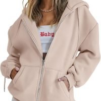 Womens Zip Up Hoodies Long Sleeve Sweatshirts Fall Outfits Oversized Sweaters Casual Fashion Jackets
