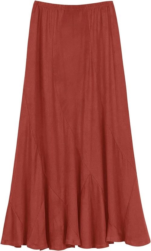 Women's Vintage Elastic Waist A-Line Long Midi Skirt