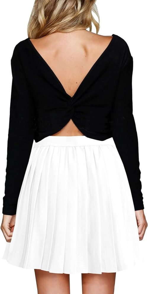 Women Short Uniform High Waist Pleated Skater Tennis Skirt with Shorts