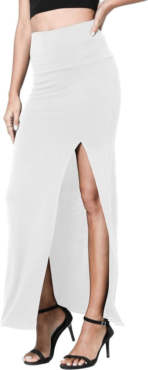 Women's Vintage High Waist Bodycon Split Maxi Skirt