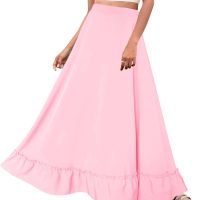 Women Plus Size Maxi Skirt Vintage High Waist Long Skirt with Pockets