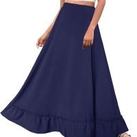 Women Plus Size Maxi Skirt Vintage High Waist Long Skirt with Pockets