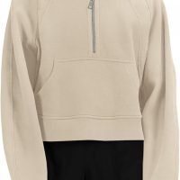 61oFADfZwnL._AC_SL1500 Womens Zip Up Sweatshirts Fleece Lined Collar Crop Hoodie Casual Cotton Long Sleeve Tops with Thumb Hole