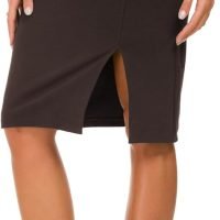 Women's Knee Length Stretch Pencil Skirt High Waisted Bodycon Midi Straight Skirt