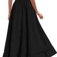 Women Plus Size Maxi Skirt Vintage High Waist Long Skirt with Pockets