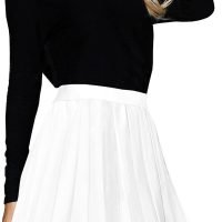 Women Short Uniform High Waist Pleated Skater Tennis Skirt with Shorts