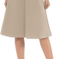 Women's A-Line Elastic High Waist Flare Work Midi Knee Length Stretchy Skirt