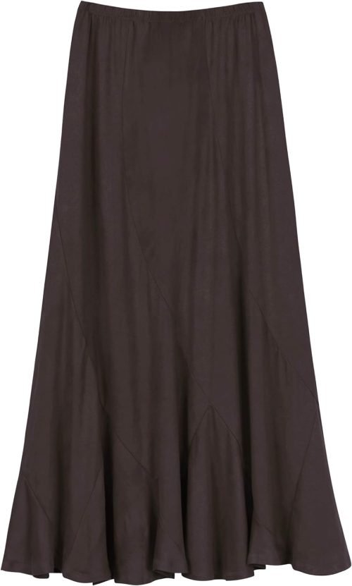 Women's Vintage Elastic Waist A-Line Long Midi Skirt