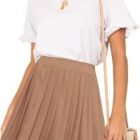 Women Short Uniform High Waist Pleated Skater Tennis Skirt with Shorts
