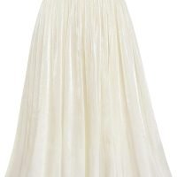 Women High Elastic Waist Pleated Midi Long Skirt Swing A-line Skirts