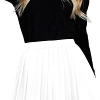Women Short Uniform High Waist Pleated Skater Tennis Skirt with Shorts