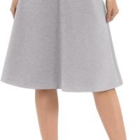 Women's A-Line Elastic High Waist Flare Work Midi Knee Length Stretchy Skirt