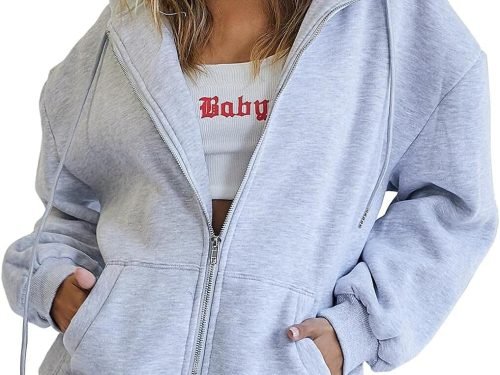 Womens Zip Up Hoodies Long Sleeve Sweatshirts Fall Outfits Oversized Sweaters Casual Fashion Jackets