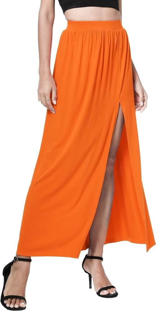 Women's Elastic High Waist Maxi Skirt Split Maxi Beach Skirt