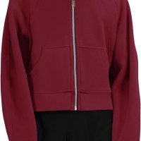 71E6ArM2x5L._AC_SL1500 Womens Zip Up Sweatshirts Fleece Lined Collar Crop Hoodie Casual Cotton Long Sleeve Tops with Thumb Hole