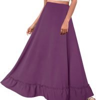 Women Plus Size Maxi Skirt Vintage High Waist Long Skirt with Pockets