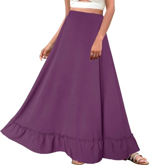 Women Plus Size Maxi Skirt Vintage High Waist Long Skirt with Pockets