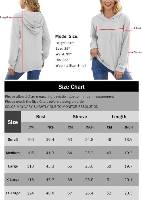 Women Casual Hoodie Long Sleeves Fashion Pullover Sweatshirts Loose Fit Tunic Winter Tops Comy Shirts