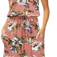 Womens Hide Belly Mid Length Work Casual Dress with Pockets