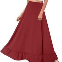 Women Plus Size Maxi Skirt Vintage High Waist Long Skirt with Pockets