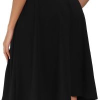 Womens High Waisted A Line Pleated Midi Skirt Button Front Skirts with Pocket