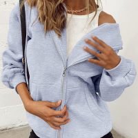 Womens Zip Up Hoodies Long Sleeve Sweatshirts Fall Outfits Oversized Sweaters Casual Fashion Jackets