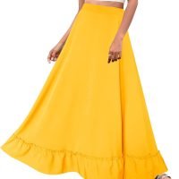 Women Plus Size Maxi Skirt Vintage High Waist Long Skirt with Pockets