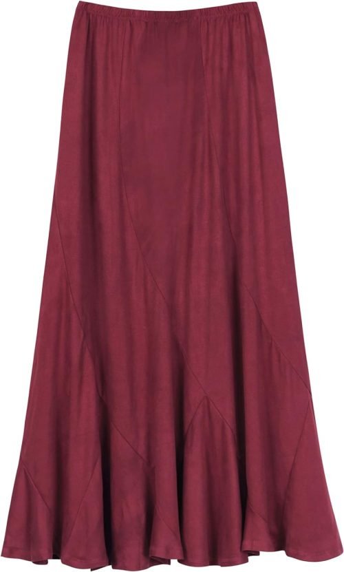 Women's Vintage Elastic Waist A-Line Long Midi Skirt