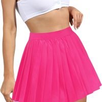 Women Short Uniform High Waist Pleated Skater Tennis Skirt with Shorts
