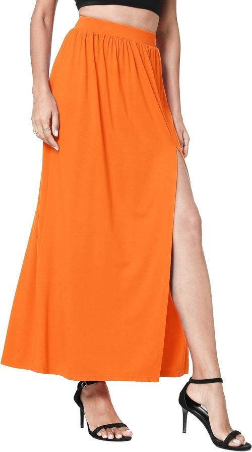 Women's Elastic High Waist Maxi Skirt Split Maxi Beach Skirt