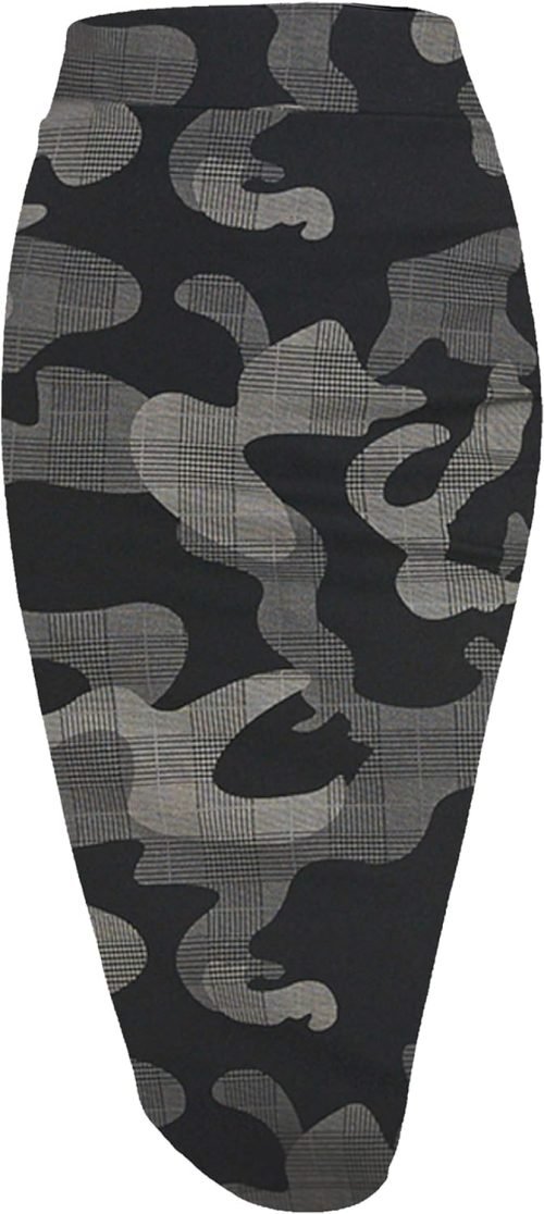 Women's Elastic Waist Stretch Bodycon Midi Pencil Skirt