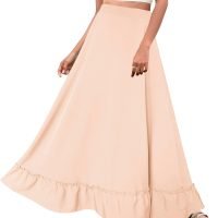 Women Plus Size Maxi Skirt Vintage High Waist Long Skirt with Pockets