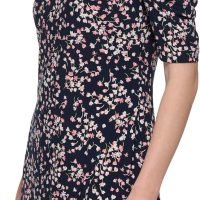 Women's Floral Jersey Short Puff Sleeve Dress