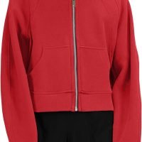 71SSyeX9tTL._AC_SL1500 Womens Zip Up Sweatshirts Fleece Lined Collar Crop Hoodie Casual Cotton Long Sleeve Tops with Thumb Hole