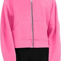 71S_BJDxQfL._AC_SL1500 Womens Zip Up Sweatshirts Fleece Lined Collar Crop Hoodie Casual Cotton Long Sleeve Tops with Thumb Hole