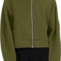 71UCApp5HNL._AC_SL1500 Womens Zip Up Sweatshirts Fleece Lined Collar Crop Hoodie Casual Cotton Long Sleeve Tops with Thumb Hole