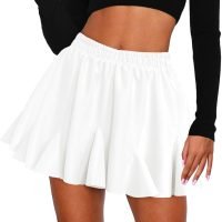 Women's Pleated Skater Skirt with Pockets High Waisted Ruffles Flared Mini Short Skirts