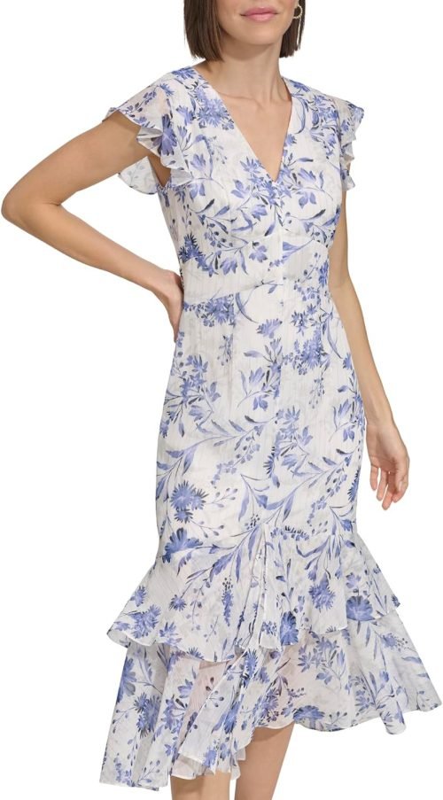 Women'sFloral Chiffon High Low Dress