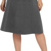 Women's A-Line Elastic High Waist Flare Work Midi Knee Length Stretchy Skirt