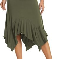 Women's Summer Beach Skirt Stretchy Midi Skirt with Irregular Hem