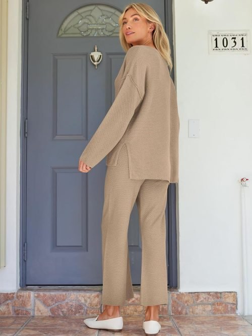 71ZBtpph-BL._AC_SL1500 Trendy 2 Piece Outfits Oversized Slouchy 2022 Winter Matching Lounge Sets Cozy Knit Loungewear Sweater Sets