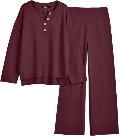 71ZLVobrRkL._AC_SL1500 Trendy 2 Piece Outfits Oversized Slouchy 2022 Winter Matching Lounge Sets Cozy Knit Loungewear Sweater Sets