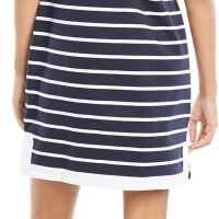 Women's Breton Stripes Sleeveless V-Neck Stretch Cotton Polo Dress